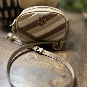 EUC Tory Burch Kira Chevron Color-Block Small Camera Bag.